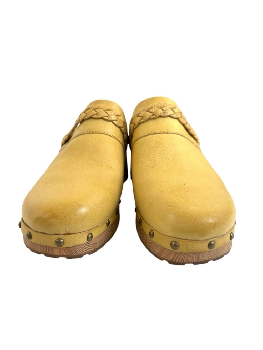 Kork-Ease Yellow Leather Braided Clog Mules - Picture 5 of 16